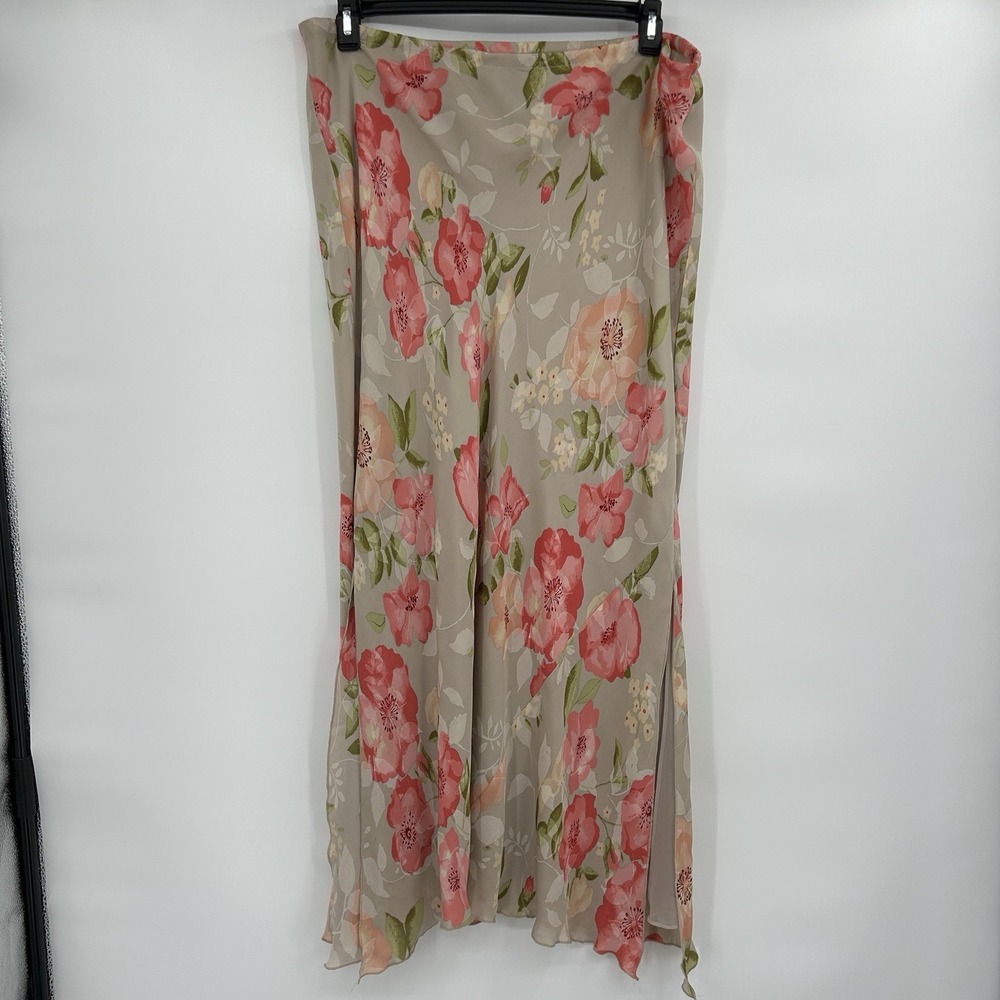Lane Bryant Womens 100% Silk Floral Maxi Skirt Size 18/20 Fairy Romantic Y2K